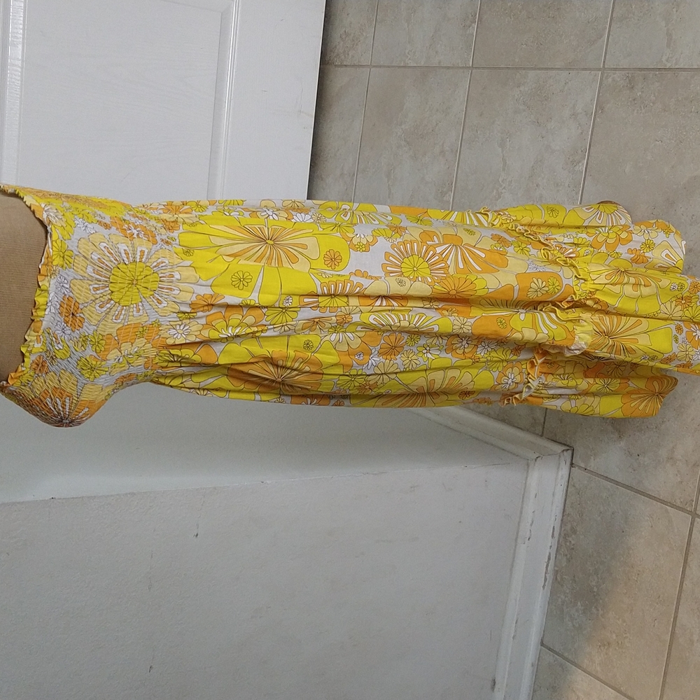 Julie Brown Hampton Floral Print Ruffle Hem Strapless Smocked Dress - Picture 3 of 7